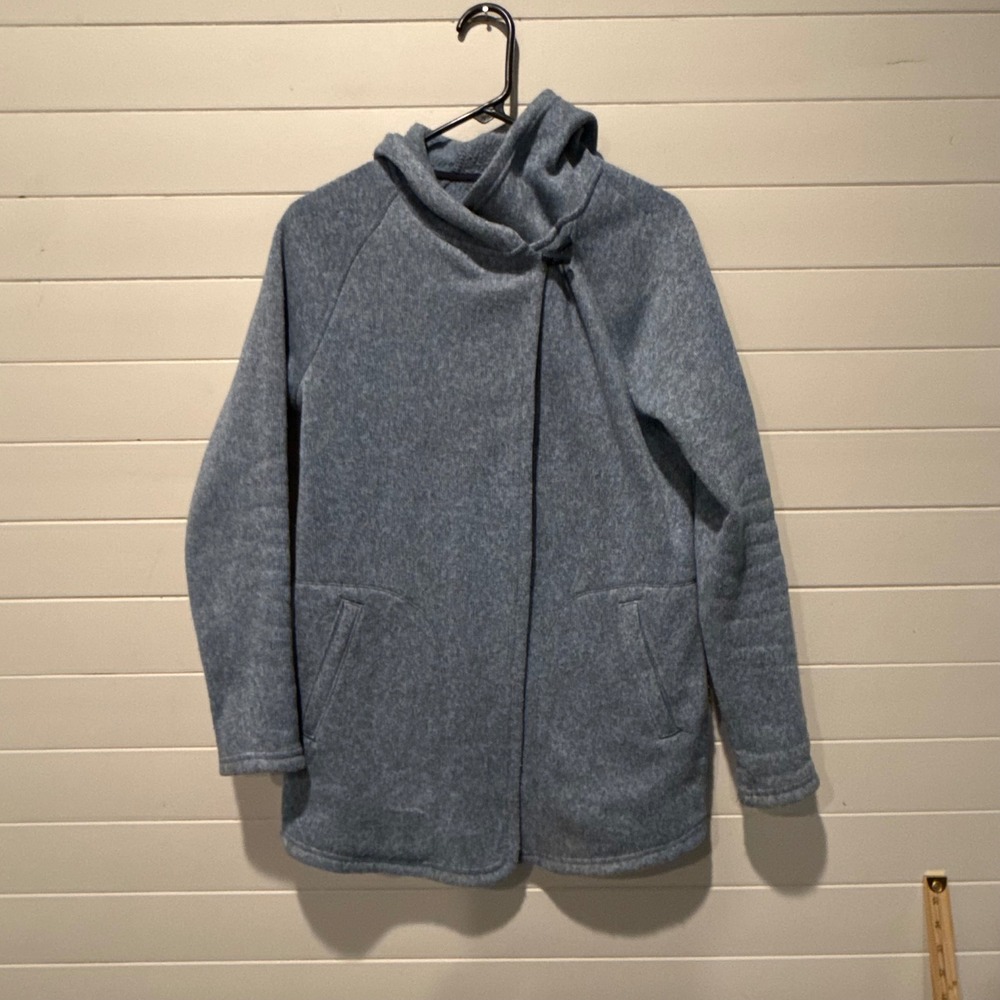 The North Face Crescent Wrap Jacket Womens S Blue Asymmetric Fleece Hooded